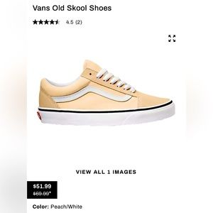 Vans old Skool peach shoes NWT men 6.5, women’s 8.0